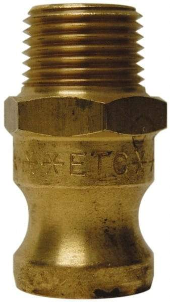 EVER-TITE Coupling Products - 3" Brass Cam & Groove Suction & Discharge Hose Male Adapter Male NPT Thread - Part F, 3" Thread, 250 Max psi - Exact Industrial Supply