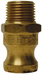 EVER-TITE Coupling Products - 3" Brass Cam & Groove Suction & Discharge Hose Male Adapter Male NPT Thread - Part F, 3" Thread, 250 Max psi - Exact Industrial Supply