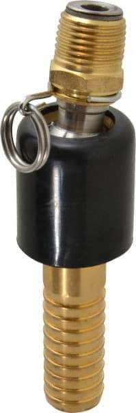SuperKlean - 1/2 NPT x 3/4" Hose Barb, Ball Type Swivel Hose Adapter - Brass & Stainless Steel - Exact Industrial Supply