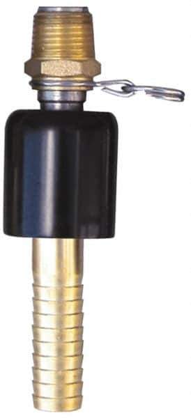 SuperKlean - 1/2 NPT x 5/8" Hose Barb, Ball Type Swivel Hose Adapter - Brass & Stainless Steel - Exact Industrial Supply