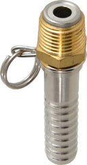 SuperKlean - 1/2 NPT x 5/8" Hose Barb, Swivel Hose Adapter - Brass & Stainless Steel - Exact Industrial Supply