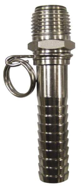 SuperKlean - NPT x 5/8" Hose Barb, Swivel Hose Adapter - Stainless Steel - Exact Industrial Supply