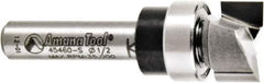 Amana Tool - 1/2" Cut Diam, 1/4" Length of Cut, 2 Flute Pattern-Cutting Edge Profile Router Bit - Solid Carbide, 1/4" Shank Diam, 1-5/8" OAL, Uncoated - Exact Industrial Supply