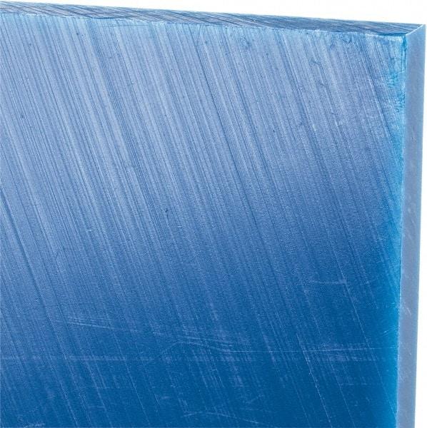 Made in USA - 3/8" Thick x 24" Wide x 4' Long, Polyethylene (UHMW) Sheet - Blue, Glass-Filled Grade - Exact Industrial Supply