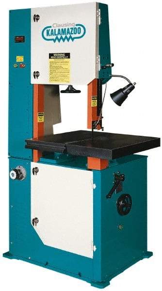 Clausing - 20 Inch Throat Capacity, Variable Speed Pulley Vertical Bandsaw - 50 to 5200 SFPM, 3 HP, Three Phase - Exact Industrial Supply