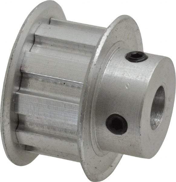 Power Drive - 10 Tooth, 3/8" Inside x 1.164" Outside Diam, Hub & Flange Timing Belt Pulley - 1/2" Belt Width, 1.194" Pitch Diam, 0.719" Face Width, Aluminum - Exact Industrial Supply
