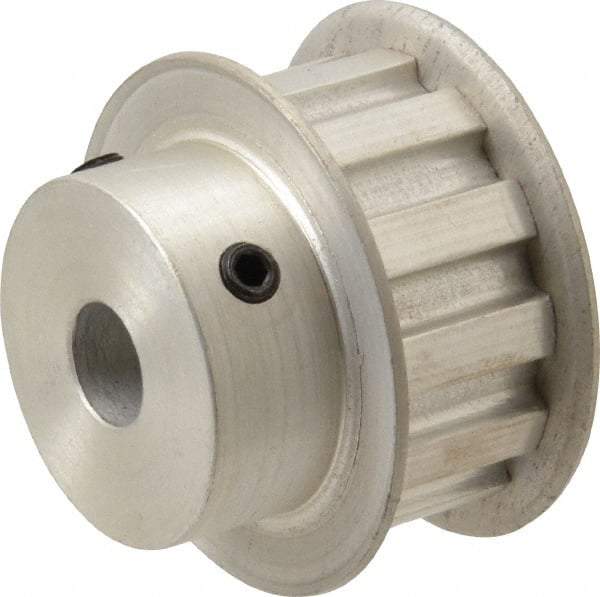 Power Drive - 12 Tooth, 3/8" Inside x 1.402" Outside Diam, Hub & Flange Timing Belt Pulley - 1/2" Belt Width, 1.432" Pitch Diam, 0.719" Face Width, Aluminum - Exact Industrial Supply