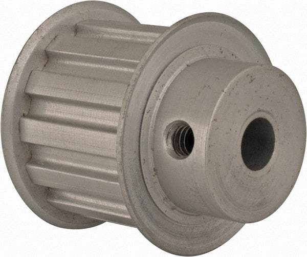 Power Drive - 13 Tooth, 3/8" Inside x 1.522" Outside Diam, Hub & Flange Timing Belt Pulley - 1" Belt Width, 1.552" Pitch Diam, 1-1/4" Face Width, Aluminum - Exact Industrial Supply