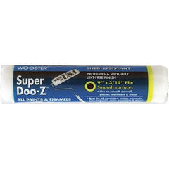 Wooster Brush - 3/16" Nap, 9" Wide Paint Roller Cover - Smooth Texture, Woven - Exact Industrial Supply