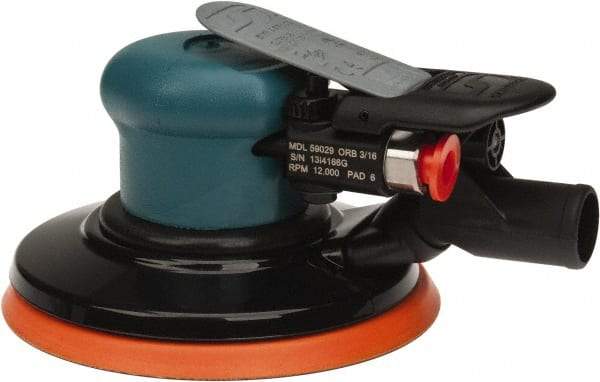 Dynabrade - 12,000 OPM, 14 CFM Air Consumption, Palm Air Orbital Sander - Round Pad, 1/4 NPT Inlet - Exact Industrial Supply