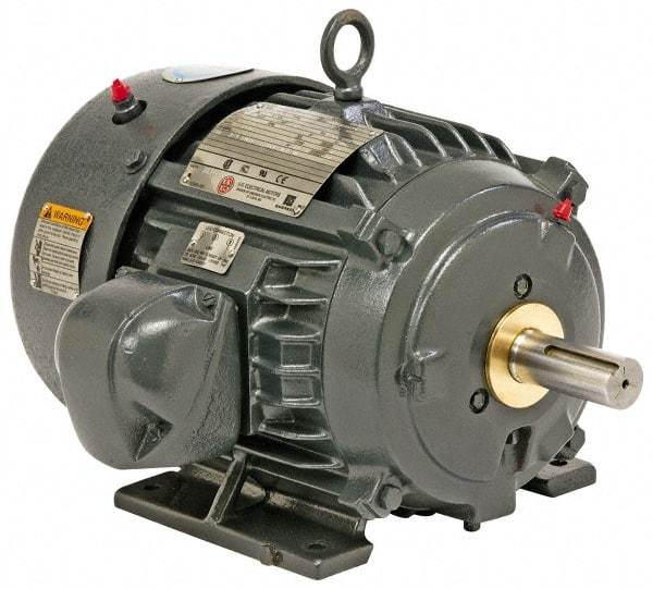 US Motors - 125 hp, TEFC Enclosure, No Thermal Protection, 3,575 RPM, 460 Volt, 60 Hz, Three Phase Premium Efficient Motor - Size 444 Frame, Rigid Mount, 1 Speed, Ball Bearings, 145 Full Load Amps, F Class Insulation, CCW Lead End - Exact Industrial Supply