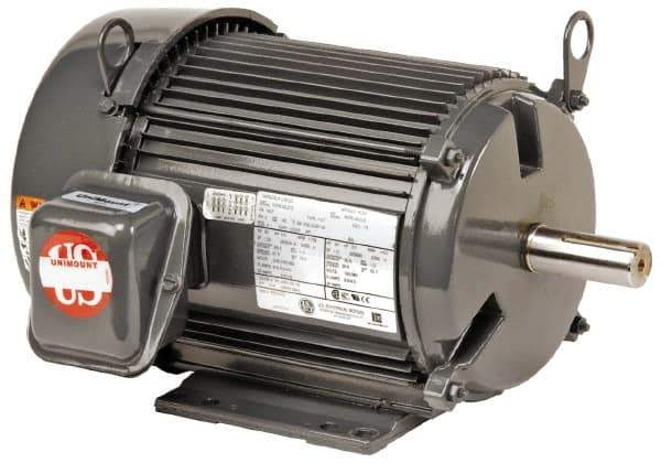 US Motors - 3 hp, TEFC Enclosure, No Thermal Protection, 1,735 RPM, 460 Volt, 60 Hz, Three Phase Premium Efficient Motor - Size 182 Frame, Rigid Mount, 2 Speed, Ball Bearings, 4.4 Full Load Amps, F Class Insulation, Reversible - Exact Industrial Supply