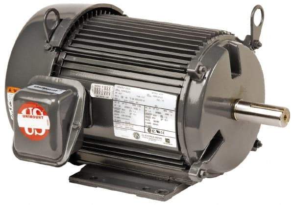 US Motors - 7-1/2 hp, TEFC Enclosure, No Thermal Protection, 1,770 RPM, 460 Volt, 60 Hz, Three Phase Premium Efficient Motor - Size 254 Frame, Rigid Mount, 2 Speed, Ball Bearings, 9.6 Full Load Amps, F Class Insulation, Reversible - Exact Industrial Supply