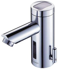 Sloan Valve Co. - Chrome Single Hole Electronic & Sensor Faucet with External Mixer - Powered by Battery, Standard Spout, 4" Mounting Centers - Exact Industrial Supply