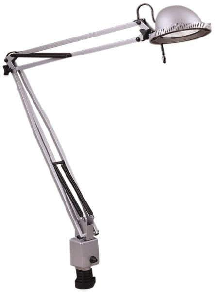 Electrix - 38 Inch, Desk Mounted, Halogen, Silver, Desk Light - 50 Watt, Nonmagnifying - Exact Industrial Supply