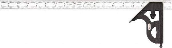 Starrett - 2 Piece, 18" Combination Square Set - 1/16, 1/32, 1/64 & 1/8" (4R) Graduation, Steel Blade, Cast Iron Square Head - Exact Industrial Supply