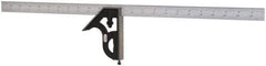 Starrett - 2 Piece, 24" Combination Square Set - 1/16, 1/32, 1/64 & 1/8" (4R) Graduation, Steel Blade, Cast Iron Square Head - Exact Industrial Supply