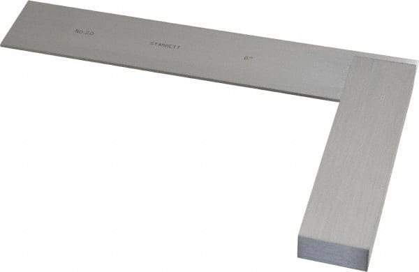 Starrett - 6" Blade Length, 4-5/16" Base Length Steel Square - 0.0025mm Accuracy - Exact Industrial Supply