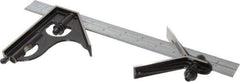 Starrett - 3 Piece, 12" Combination Square Set - 1/100, 1/32, 1/50 & 1/64" (16R) Graduation, Steel Blade, Forged Steel Center & Square Head - Exact Industrial Supply