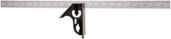 Starrett - 2 Piece, 24" Combination Square Set - 1/16, 1/32, 1/64 & 1/8" (4R) Graduation, Steel Blade, Forged Steel Square Head - Exact Industrial Supply