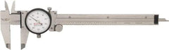Starrett - 0" to 6" Range, 0.001" Graduation, 0.1" per Revolution, Dial Caliper - White Face, 1-1/2" Jaw Length, Accurate to 0.0010" - Exact Industrial Supply