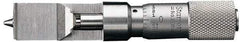 Starrett - 0 to 0.375 Inch Measurement Range, 0.001 Inch Graduation, Satin Coated Stainless Steel, Mechanical Can Seam Micrometer - Flat Spindle - Exact Industrial Supply