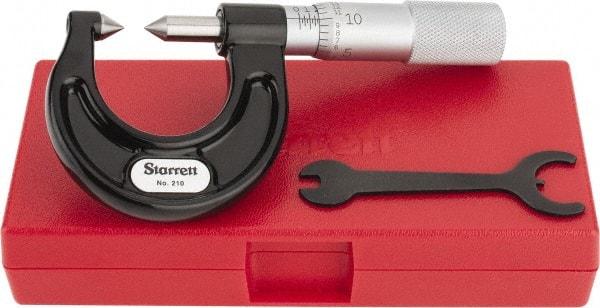 Starrett - 0 to 7/8" Range, Mechanical Screw Thread Micrometer - Plain Thimble, 0.001" Graduation, 0.004mm Accuracy - Exact Industrial Supply