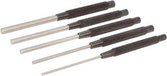 Starrett - 5 Piece, 1/8 to 3/8", Pin Punch Set - Round Shank, Comes in Plain Box - Exact Industrial Supply