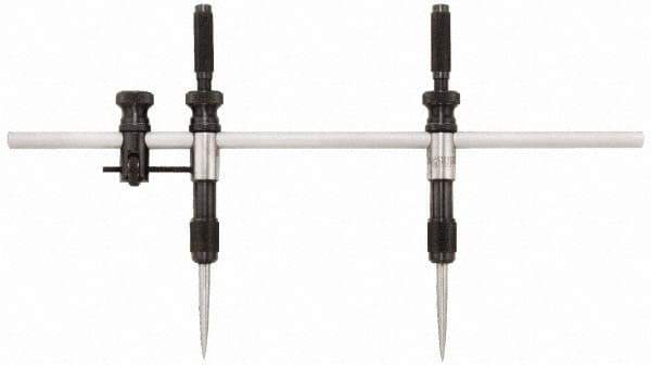 Starrett - 18 Inch Leg, Steel, Bright Chrome Finish, Trammels - 36 Inch Max Measurement, 900mm Max Measurement, Includes 20 Inch (500mm) Rigid Steel Beam, Pair of 3 Inch (75mm) Caliper Points - Exact Industrial Supply