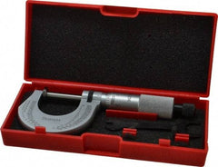 Starrett - 0 to 1 Inch, 0.001 Inch Graduation, Ratchet Stop Thimble, Mechanical Disc Micrometer - 0.00015 Whole Surface and 0.0002 Measuring Edge Inch Accuracy, 1/2 Inch Disc, Steel - Exact Industrial Supply