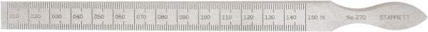Starrett - 0.01 to 0.15 Inch Measurement, 1 Leaf Taper Gage - 6-1/4 Inch Long, Tool Steel, 0.001 Inch Graduation - Exact Industrial Supply