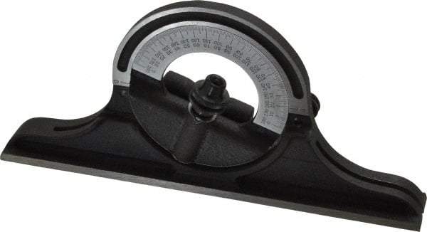 Starrett - 12 to 24 Inch Long Blade, Reversible Combination Square Protractor Head - Black Wrinkle, Chrome on Turret Coated, Cast Iron - Exact Industrial Supply