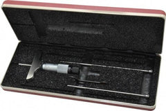 Starrett - 0 to 3" Range, 3 Rod, Mechanical Depth Micrometer - Plain Thimble, 2-1/2" Base Length, 0.01mm Graduation, 1/8" Rod Diam - Exact Industrial Supply