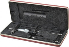 Starrett - 0 to 3" Range, 3 Rod, Mechanical Depth Micrometer - Ratchet Stop Thimble, 2-1/2" Base Length, 0.01mm Graduation, 1/8" Rod Diam - Exact Industrial Supply