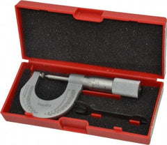 Starrett - 0 to 1" Range, Mechanical Screw Thread Micrometer - Plain Thimble, 0.001" Graduation, 0.004mm Accuracy - Exact Industrial Supply