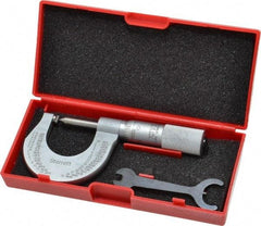 Starrett - 0 to 1" Range, Mechanical Screw Thread Micrometer - Plain Thimble, 0.001" Graduation, 0.004mm Accuracy - Exact Industrial Supply