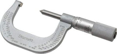 Starrett - 1 to 2" Range, Mechanical Screw Thread Micrometer - Plain Thimble, 0.001" Graduation, 0.004mm Accuracy - Exact Industrial Supply