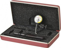 Starrett - 4 Piece, 0" to 0.03" Measuring Range, 15/16" Dial Diam, 0-15-0 Dial Reading, White & Yellow Dial Test Indicator Kit - 5/32" Contact Point Length, 3mm Ball Diam, 0.001" Dial Graduation - Exact Industrial Supply