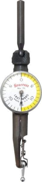 Starrett - 3 Piece, 0" to 0.03" Measuring Range, 15/16" Dial Diam, 0-15-0 Dial Reading, White & Yellow Dial Test Indicator Kit - 5/32" Contact Point Length, 3mm Ball Diam, 0.001" Dial Graduation - Exact Industrial Supply
