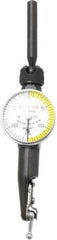 Starrett - 3 Piece, 0" to 0.03" Measuring Range, 15/16" Dial Diam, 0-15-0 Dial Reading, White & Yellow Dial Test Indicator Kit - 5/32" Contact Point Length, 3mm Ball Diam, 0.0005" Dial Graduation - Exact Industrial Supply