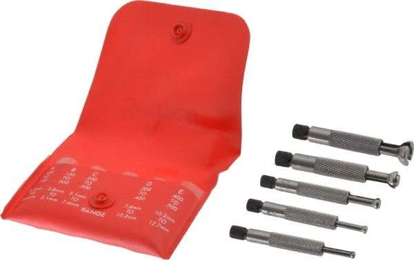 Starrett - 1/8 to 1/2 Inch Measurement, Small Hole Gage Set - 2 Inch Long, Full Ball, Includes Case - Exact Industrial Supply