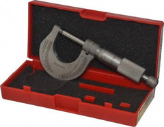 Starrett - 0 to 1" Range, 0.0001" Graduation, Mechanical Outside Micrometer - Ratchet Stop Thimble, Accurate to 0.00005" - Exact Industrial Supply