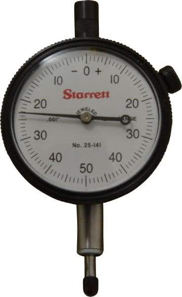 Starrett - 1/4" Range, 0-50-0 Dial Reading, 0.001" Graduation Dial Drop Indicator - 2-1/4" Dial, 0.1" Range per Revolution, Revolution Counter - Exact Industrial Supply
