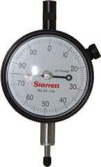 Starrett - 1/4" Range, 0-100 Dial Reading, 0.001" Graduation Dial Drop Indicator - 2-1/4" Dial, 0.1" Range per Revolution, Revolution Counter - Exact Industrial Supply