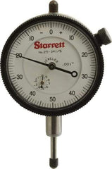 Starrett - 1/2" Range, 0-50-0 Dial Reading, 0.001" Graduation Dial Drop Indicator - 2-1/4" Dial, 0.1" Range per Revolution, Revolution Counter - Exact Industrial Supply
