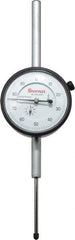 Starrett - 2" Range, 0-100 Dial Reading, 0.001" Graduation Dial Drop Indicator - 2-3/4" Dial, 0.1" Range per Revolution - Exact Industrial Supply