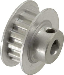 Power Drive - 14 Tooth, 1/4" Inside x 0.871" Outside Diam, Hub & Flange Timing Belt Pulley - 1/4" Belt Width, 0.891" Pitch Diam, 0.438" Face Width, Aluminum - Exact Industrial Supply