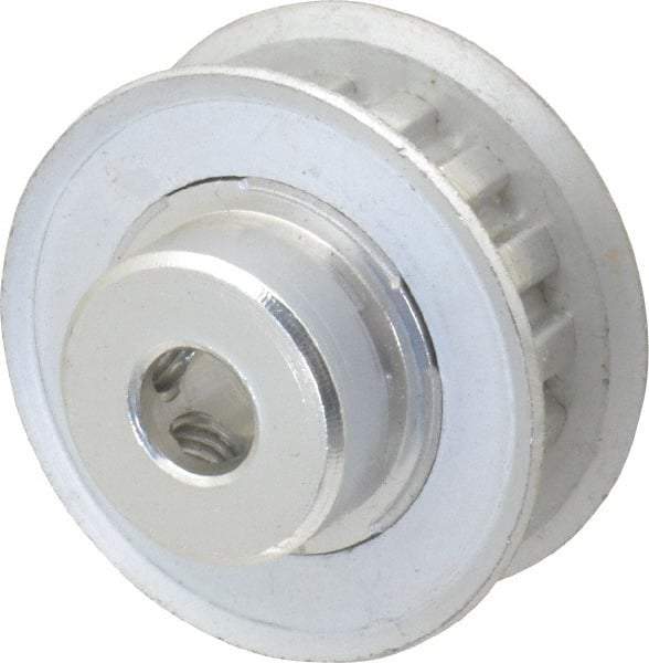 Power Drive - 15 Tooth, 1/4" Inside x 0.935" Outside Diam, Hub & Flange Timing Belt Pulley - 1/4" Belt Width, 0.955" Pitch Diam, 0.438" Face Width, Aluminum - Exact Industrial Supply