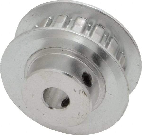 Power Drive - 16 Tooth, 1/4" Inside x 1" Outside Diam, Hub & Flange Timing Belt Pulley - 1/4" Belt Width, 1.019" Pitch Diam, 0.438" Face Width, Aluminum - Exact Industrial Supply