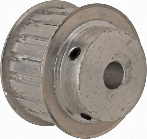 Power Drive - 19 Tooth, 1/2" Inside x 2.238" Outside Diam, Hub & Flange Timing Belt Pulley - 1" Belt Width, 2.268" Pitch Diam, 1-1/4" Face Width, Aluminum - Exact Industrial Supply